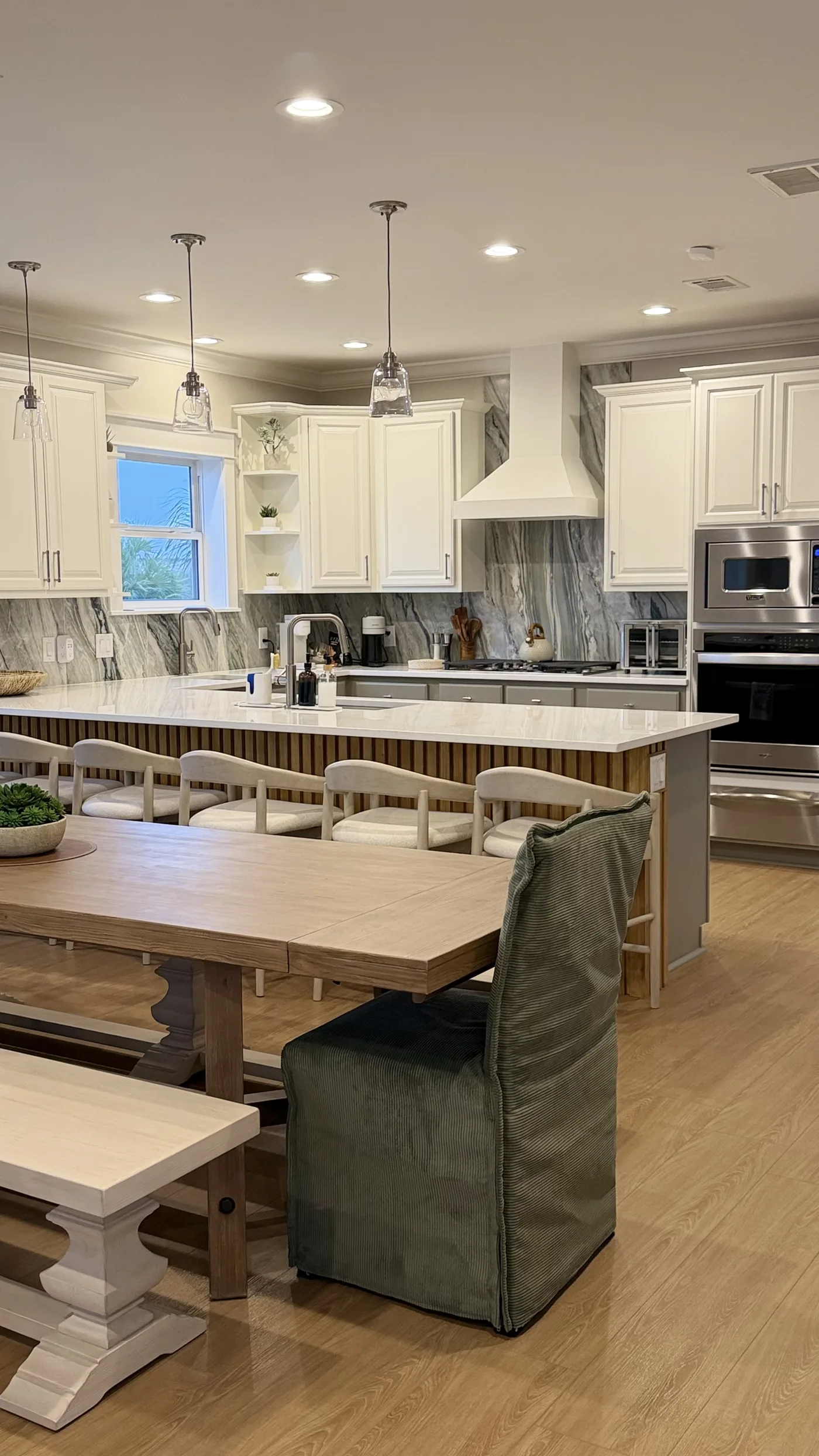 Large kitchen open to the dining room